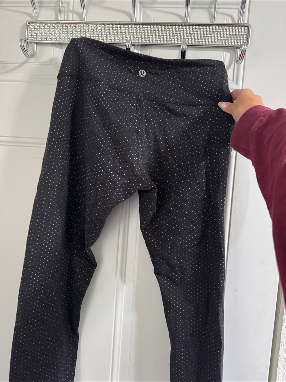 lululemon athletica Black Leggings with Tiny White Dot Print